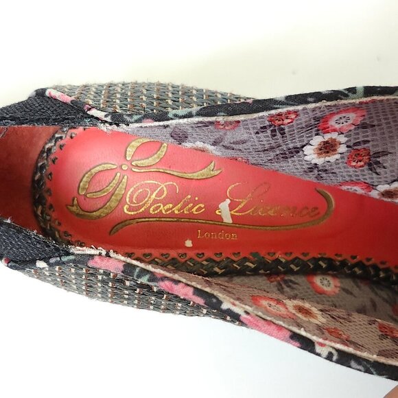 BLACK RED ALERT Poetic License Peep Toe Shoes Women's Size 7.5 - Picture 6 of 12